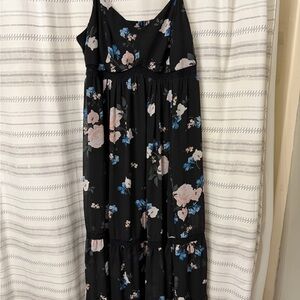 torrid Black Floral Maxi Dress with Pink and Blue Blooms